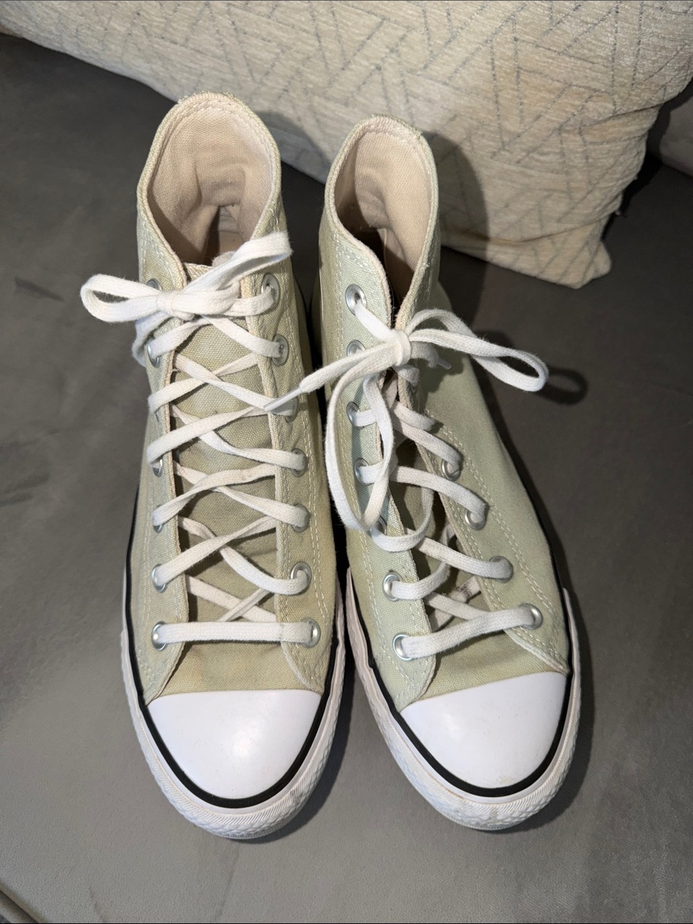 Converse High-Top Sneakers in Light Olive and White